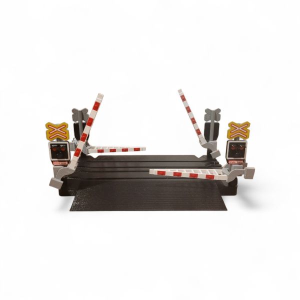 Přejezd dvoukolejný s výstražníky AŽD 97 čtyř závorový